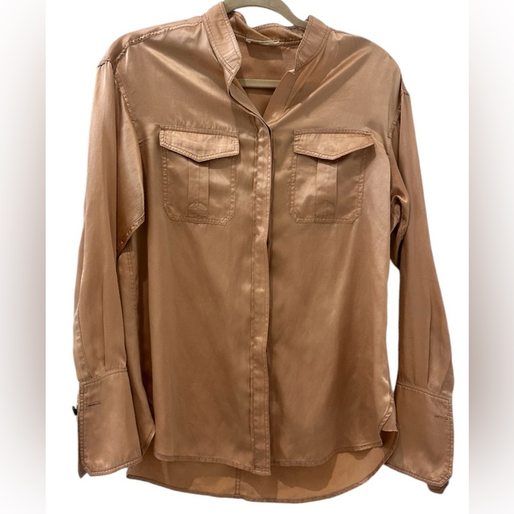 A.L.C. Satin Silk and Cotton Blend Women’s Button-Down Shirt, Size S